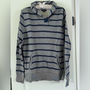 Nautica Cowl Neck Sweatshirt Sweater w/pockets - Gray w/Navy stripes